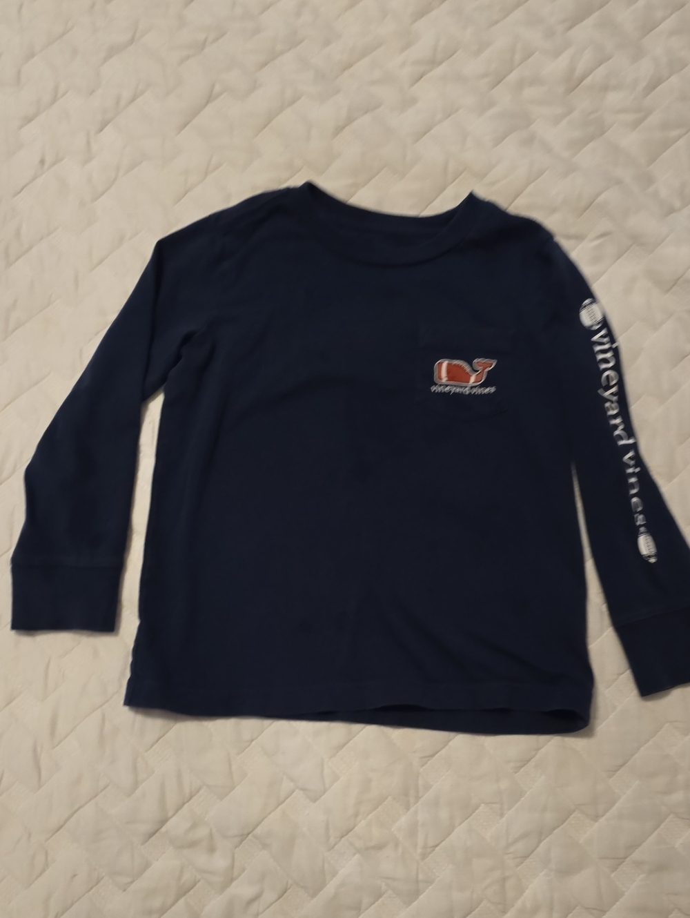 Vineyard Vines Navy Long-Sleeve Whale Pocket Tee for Kids